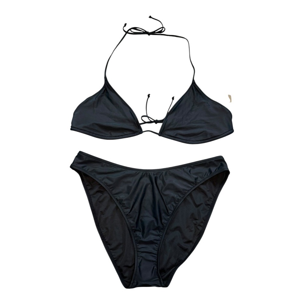 J. Crew Black Swimsuit Bikini Set Halter Top‎ Classic Bottoms 2X